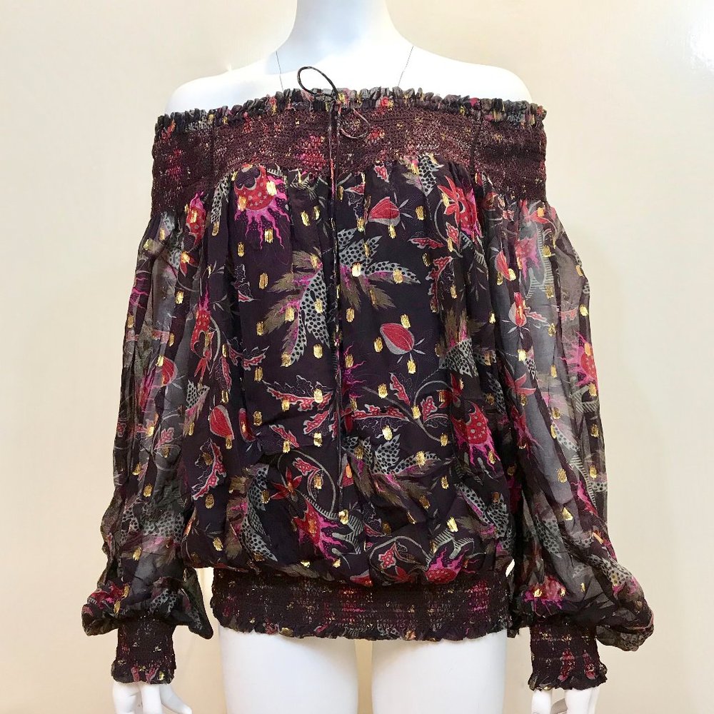 Marchesa Voyage Silk Off-The-Shoulder Blouse